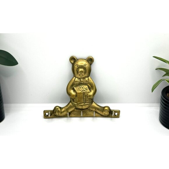 Vintage Brass Bear Key Holder Rack - Picture 5 of 5